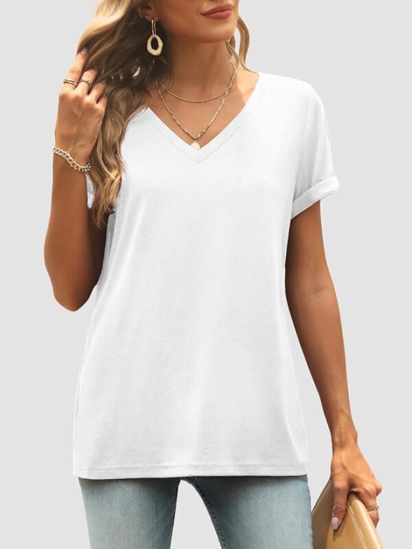 Limited time deal 73% off ATHMILE T Shirts Short Sleeve V Neck Tees - Image 2